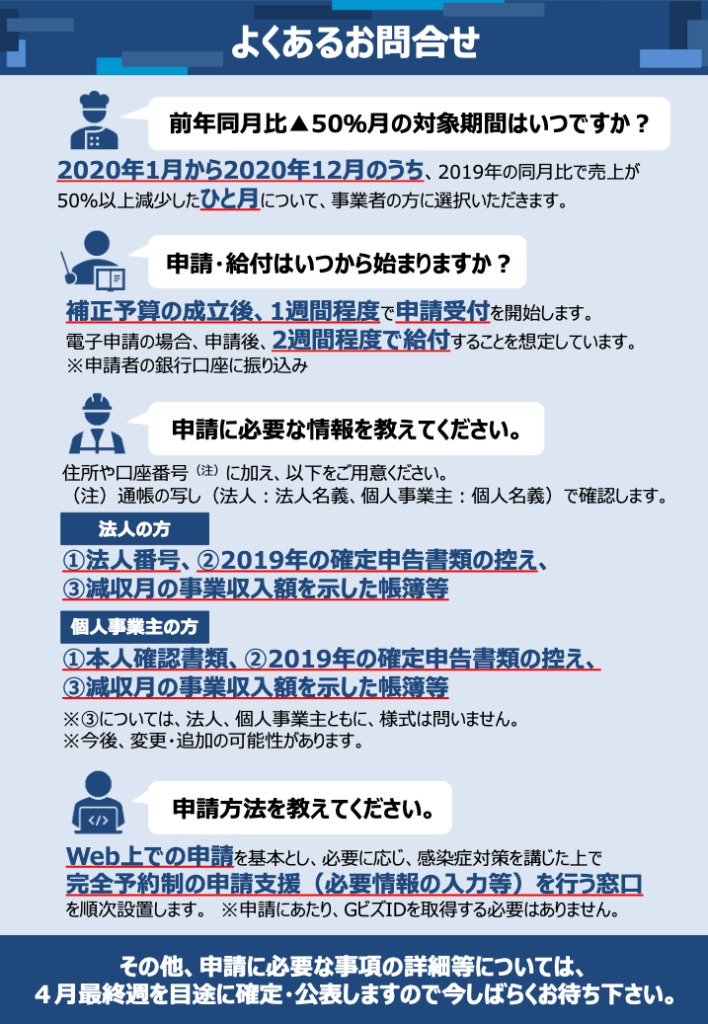 持続化給付金に関するお知らせ